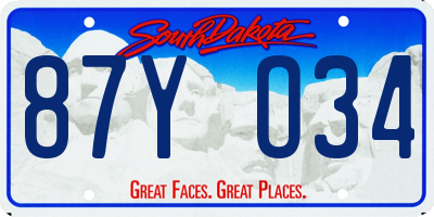 SD license plate 87YO34