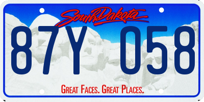 SD license plate 87YO58