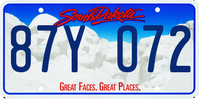SD license plate 87YO72