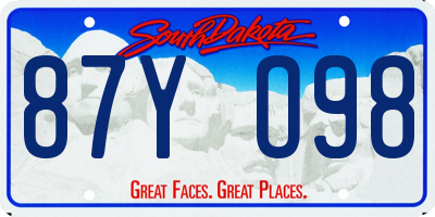 SD license plate 87YO98