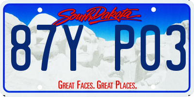 SD license plate 87YP03