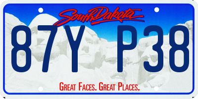 SD license plate 87YP38