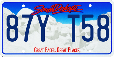 SD license plate 87YT58