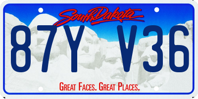 SD license plate 87YV36