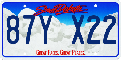 SD license plate 87YX22
