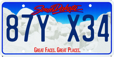 SD license plate 87YX34