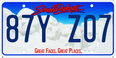 SD license plate 87YZ07