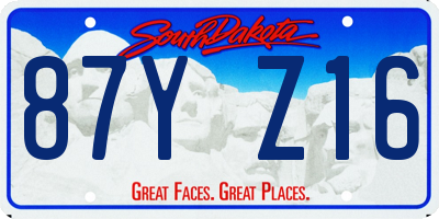 SD license plate 87YZ16
