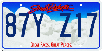 SD license plate 87YZ17