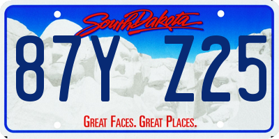 SD license plate 87YZ25