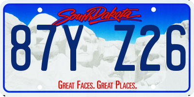 SD license plate 87YZ26