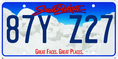 SD license plate 87YZ27