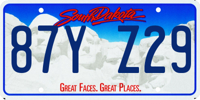 SD license plate 87YZ29