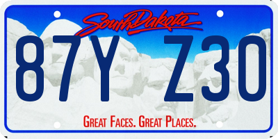 SD license plate 87YZ30
