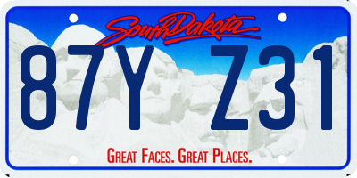 SD license plate 87YZ31