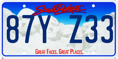 SD license plate 87YZ33