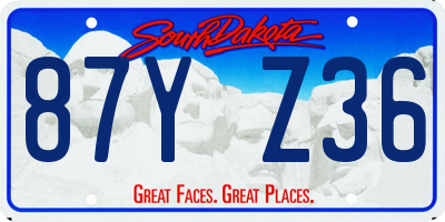 SD license plate 87YZ36