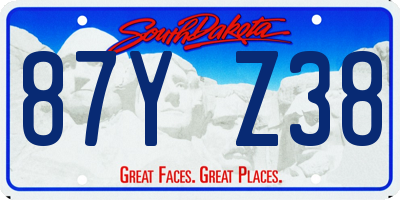 SD license plate 87YZ38