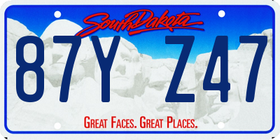 SD license plate 87YZ47