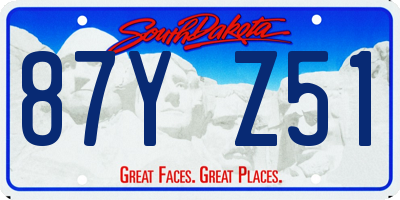 SD license plate 87YZ51