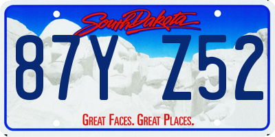 SD license plate 87YZ52
