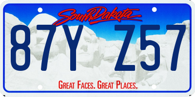 SD license plate 87YZ57