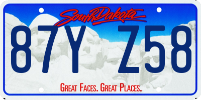 SD license plate 87YZ58