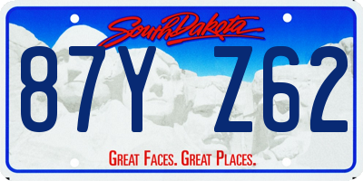 SD license plate 87YZ62