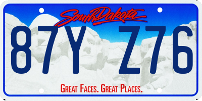 SD license plate 87YZ76