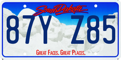 SD license plate 87YZ85