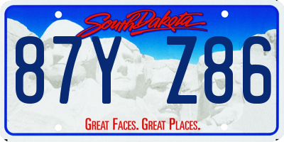 SD license plate 87YZ86