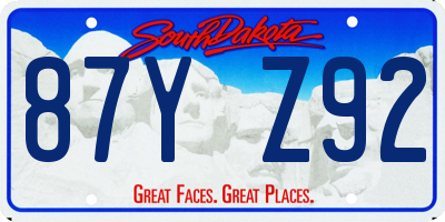 SD license plate 87YZ92