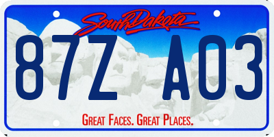 SD license plate 87ZA03