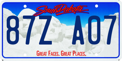 SD license plate 87ZA07