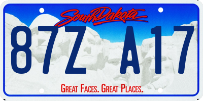 SD license plate 87ZA17