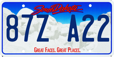 SD license plate 87ZA22
