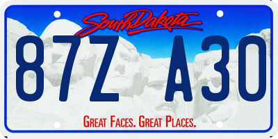 SD license plate 87ZA30