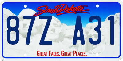 SD license plate 87ZA31