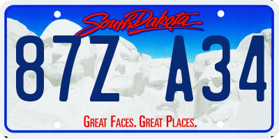 SD license plate 87ZA34