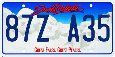 SD license plate 87ZA35