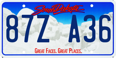 SD license plate 87ZA36