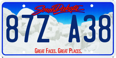 SD license plate 87ZA38