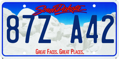 SD license plate 87ZA42