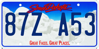 SD license plate 87ZA53