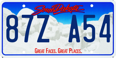 SD license plate 87ZA54