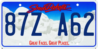 SD license plate 87ZA62