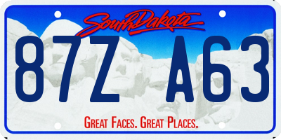 SD license plate 87ZA63