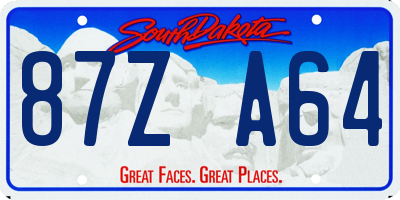 SD license plate 87ZA64