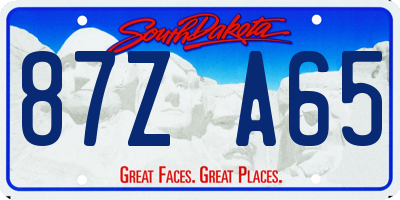 SD license plate 87ZA65