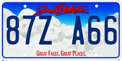 SD license plate 87ZA66